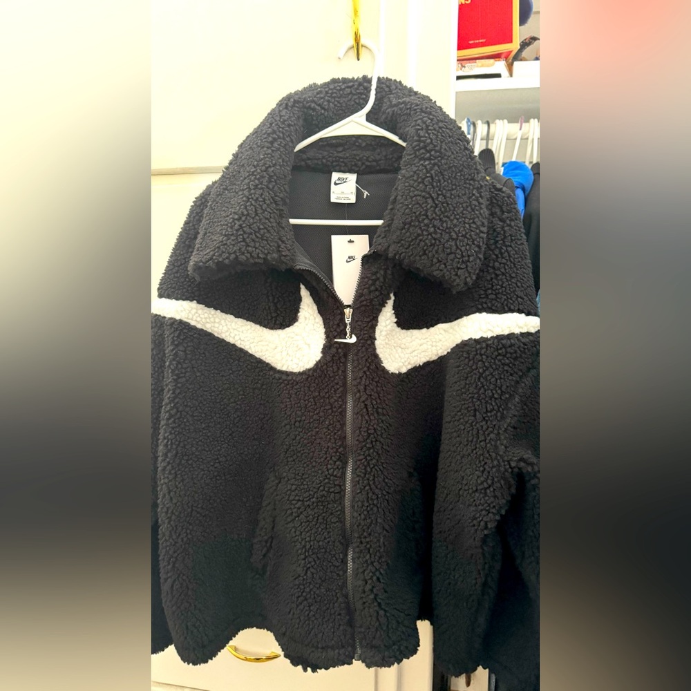 NWT NIKE Womens Sportswear Swoosh Sherpa Oversized Jacket